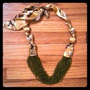 Anthropologie Beaded Silk tie necklace